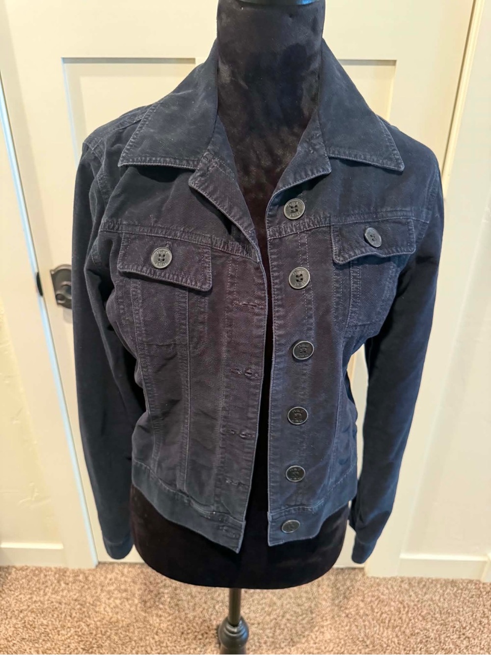 Naf Naf Women’s Corduroy Navy Button-Front Jacket Size M